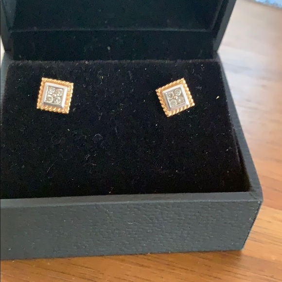 Jewelry - 14k gold with four pave diamond stud earrings